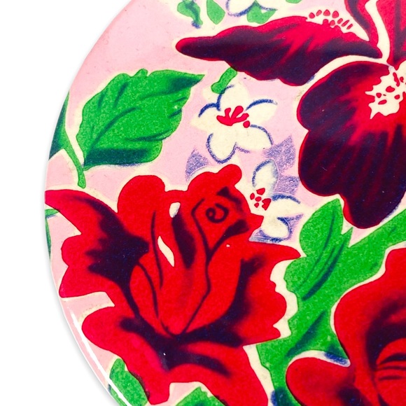 Vintage 1950's Wrapping Paper Upcycled Pocket Purse Mirror 3" - Picture 6 of 10